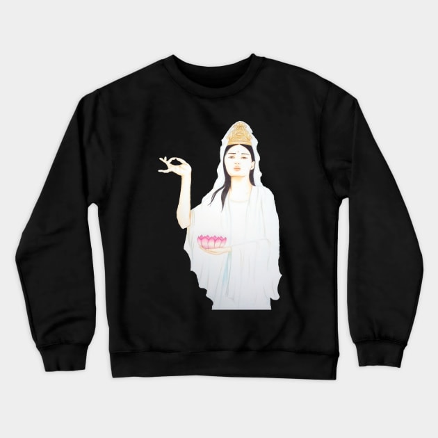 Kwan Yin, Goddess of Love and Compassion- Light Purple Crewneck Sweatshirt by EarthSoul